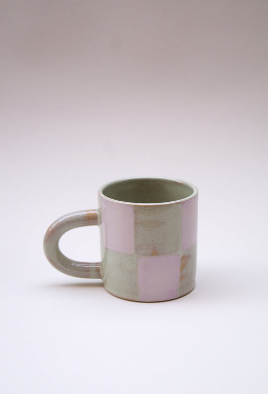 Checkered mug - Peppermint and lilac